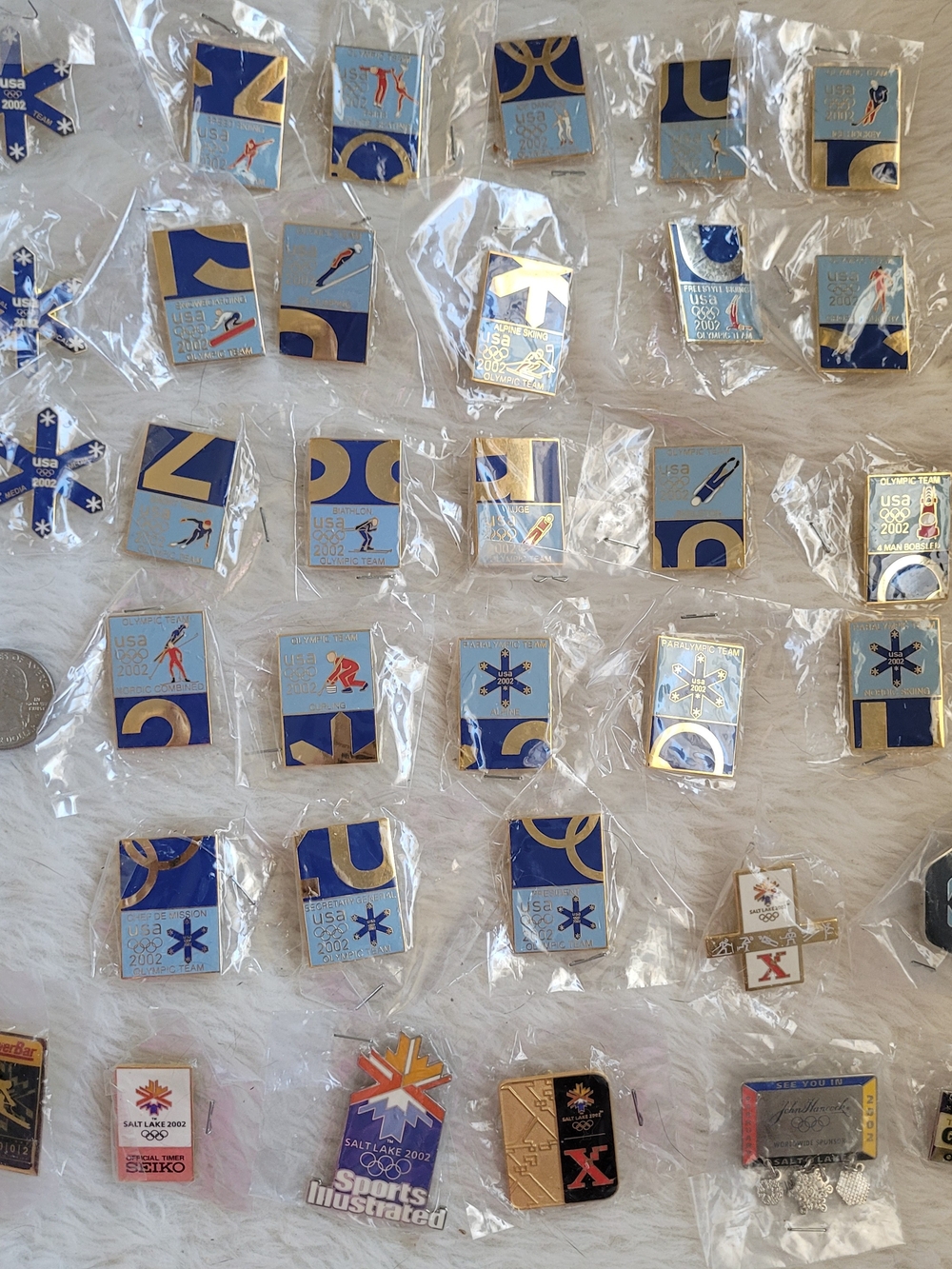 Assorted Salt Lake 2002 Olympic Collector Pins - Blue and Gold